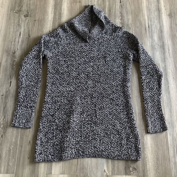 Bass black white pullover sweater Dress Cowl neck cotton blend  Size Large - Picture 1 of 8